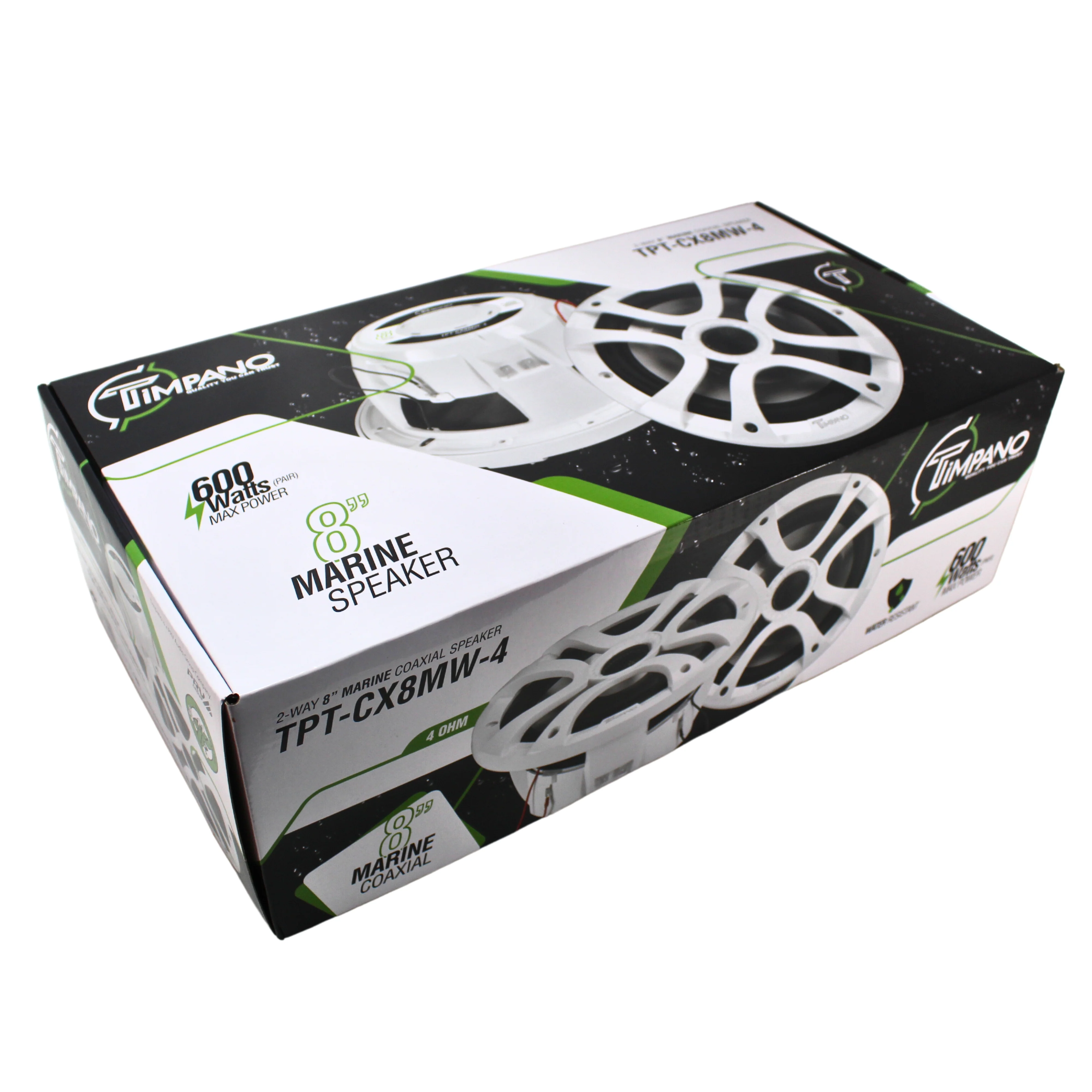 Pair of 8 Inch 250W RMS 4 Ohm 2-Way Coaxial Marine Speakers White TPT-CX8MW-4 - Image 6