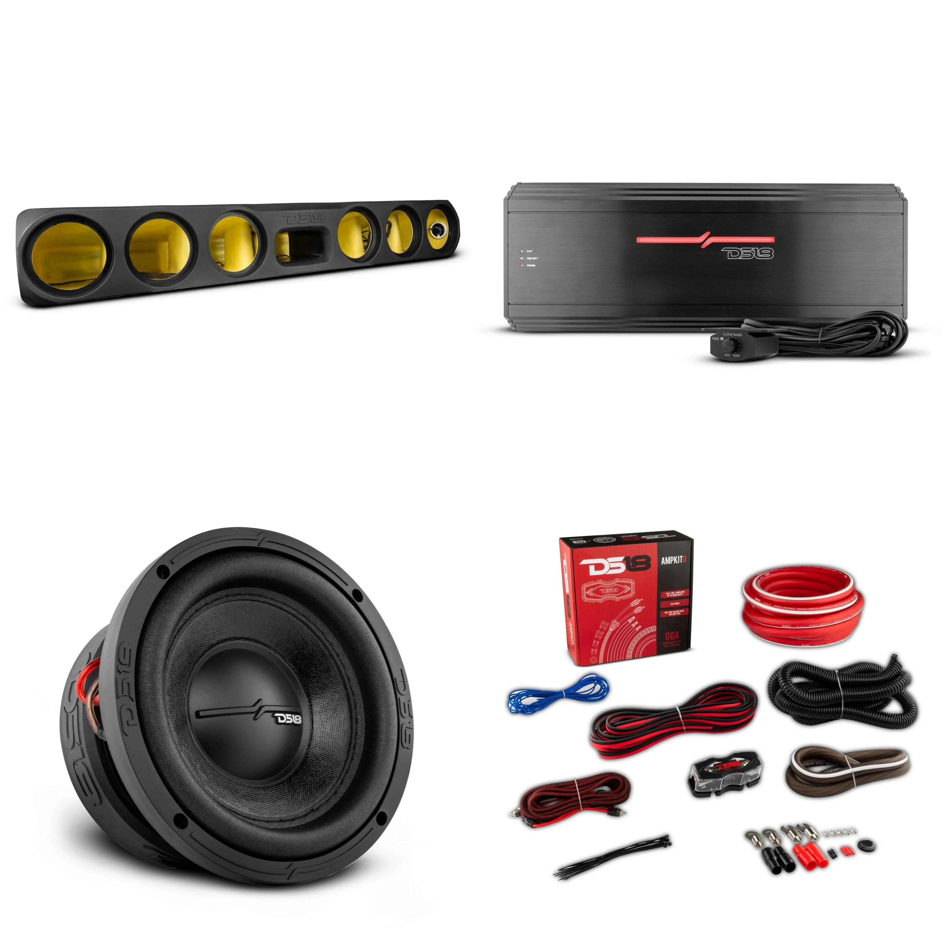 Under Rear Seat Enclosure ENS-66X with 6 6.5" ZR6.4D Subwoofers, 2000W Amp and Wiring Kit